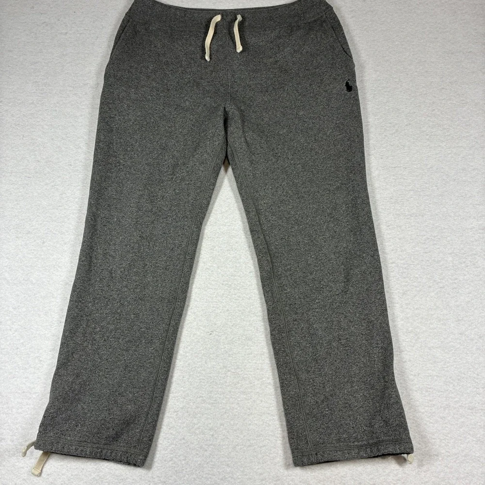 Polo Ralph Lauren Sweatpants Mens Large Gray Drawstring Hem Fleece Jogger Preppy
